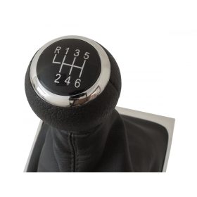   VW Passat B6 05-10 sebességváltó gomb FEKETE + váltószoknya FEKETE kerettel KRÓMOS 6 SEBESSÉGES