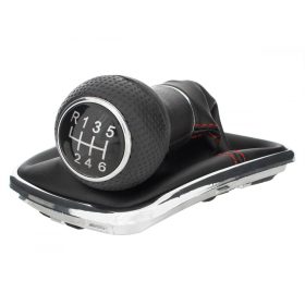   12MM VW Golf IV 97-03 sebességváltó gomb + váltószoknya PIROS varrással és előlappal KRÓM 6 SEBESSÉGES
