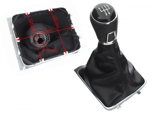 VW Passat CC 07-16 FEKETE sebességváltó gomb + váltószoknya 5-SEBESSÉGES KRÓM kerettel