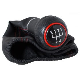   Seat Arosa 97-04 sebességváltó gomb FEKETE + FEKETE Váltószoknya PIROS varrással PIROS GYŰRŰ 5 SEBESSÉGES