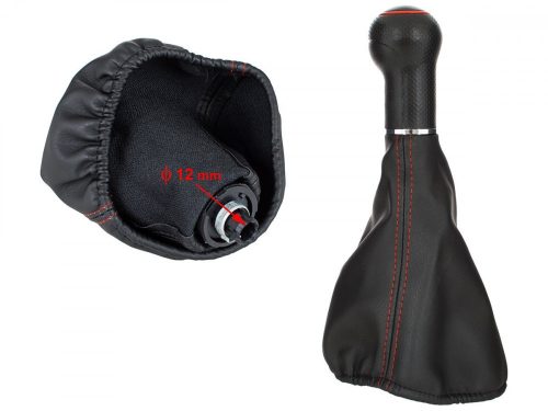 VW Corrado 88-95 sebességváltó gomb FEKETE + FEKETE Váltószoknya PIROS varrással PIROS GYŰRŰ 5 SEBESSÉGES