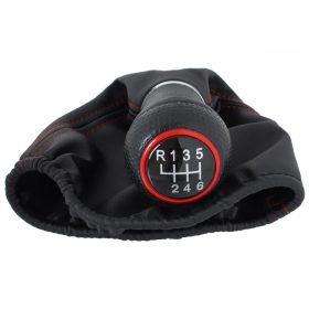   Seat Ibiza II 93-02 sebességváltó gomb FEKETE + FEKETE Váltószoknya PIROS varrással PIROS GYŰRŰ 6 SEBESSÉGES