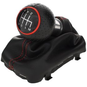   Audi A3 I 8L 96-03 sebességváltó gomb FEKETE + FEKETE Váltószoknya PIROS varrással PIROS GYŰRŰ 6 SEBESSÉGES