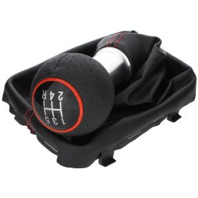   Audi A3 I 8L 96-03 sebességváltó gomb FEKETE + FEKETE Váltószoknya PIROS varrással PIROS GYŰRŰ 5 SEBESSÉGES HÁTRA ALUL