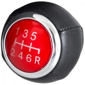   Subaru Impreza sebességváltó gomb FEKETE BŐR + PIROS BURKOLAT 6 SEBESSÉGES